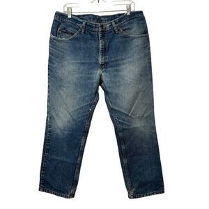Vintage‎ Lee Jeans Mens Straight Leg 38x30 Distressed Blue 1980s Streetwear Boho